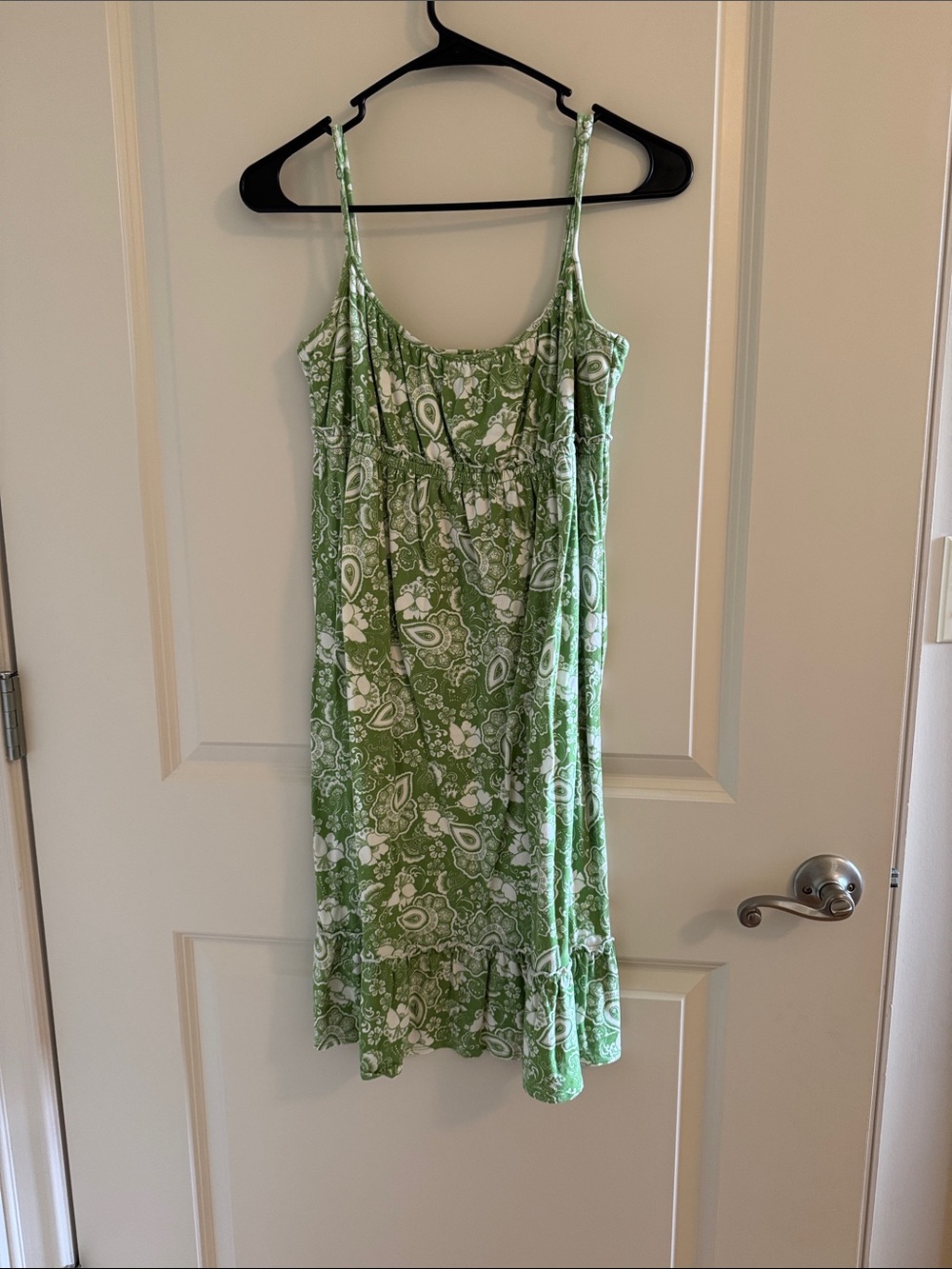 LOFT Green and White Paisley Print Dress. XS